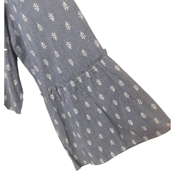 Charlie Paige Womens Chambray Tiered Blue Tunic Top XL Boho Beach Vacation - Picture 2 of 7